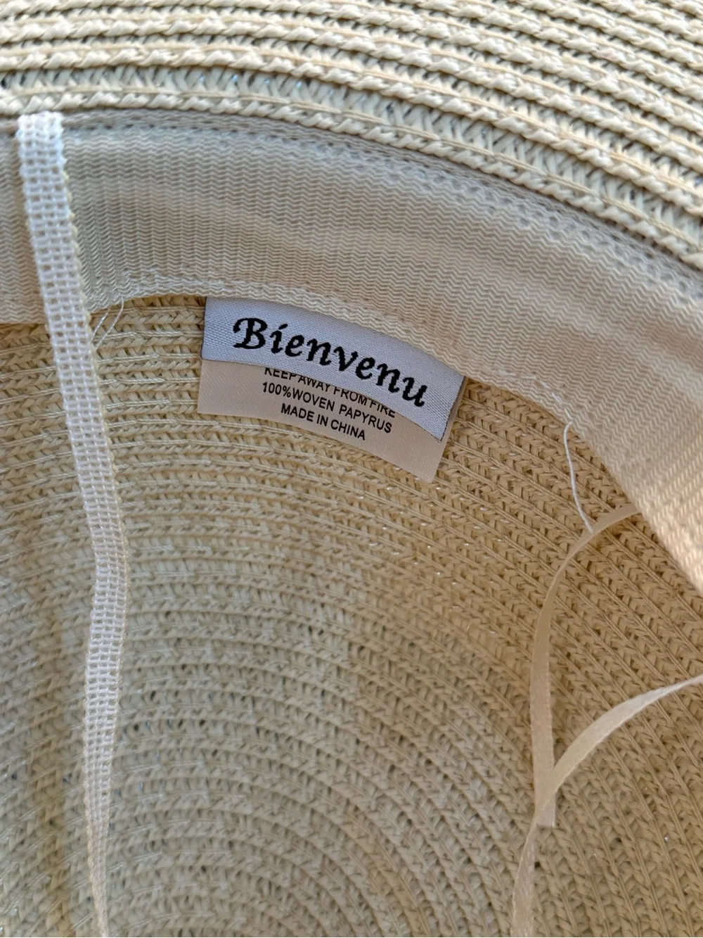 Beige Crochet Wide Brim Sun Hat with Lace Trim